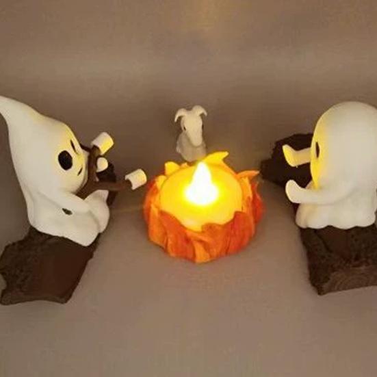Ghost Campfire Gathering Ornament Ghost Table Centerpieces Halloween Decoration Desktop Statue Gift for Halloween Lovers