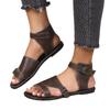 Flat Leather Open Toe Sandals with Adjustable Buckle Straps Ankle Support Casual Summer Footwear for Women and Men