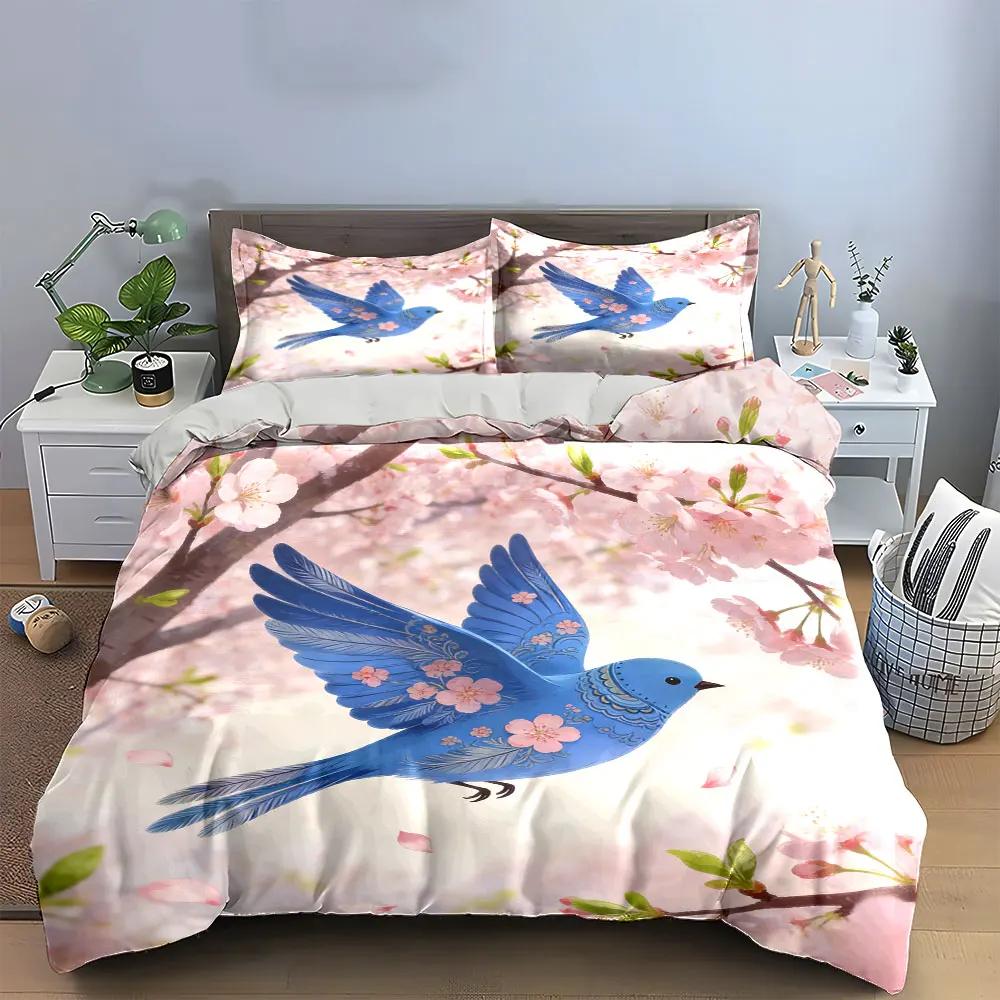 Spring Bird Decoration Set Soft Comfortable Duvet Cover Bedding Set Included 1*Duvet Cover & 2*Pillowcases gift