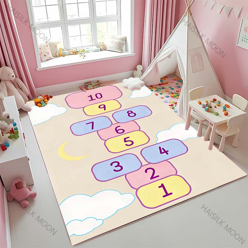 New To Hopscotch Printed Carpet! Beautify The Space, Anti-slip Sound Insulation, Living Room Bedroom Area Can Used Mat Kids Gift