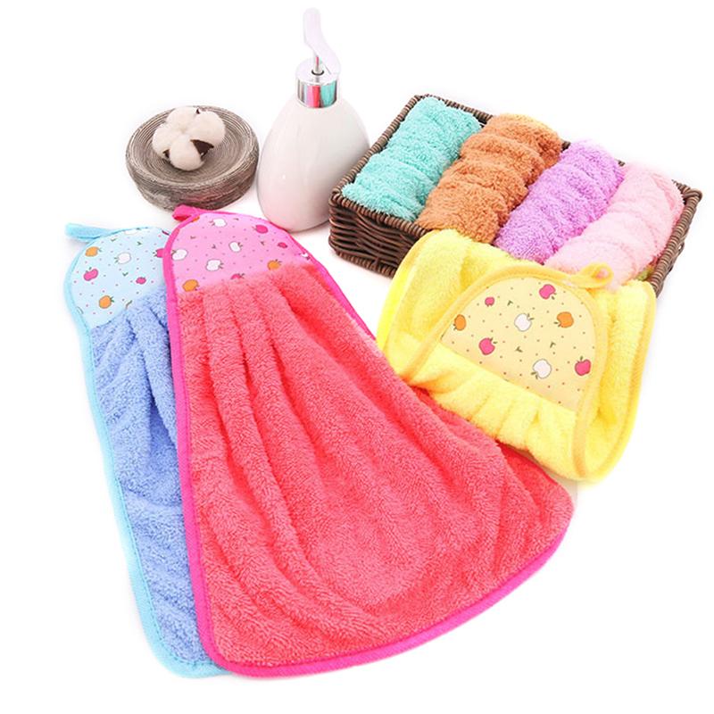 Coral Fleece Bathroom Supplies Soft Hand Towel Absorbent Cloth Rag Hanging Cloth Cleaning Supplies Kitchen Accessories