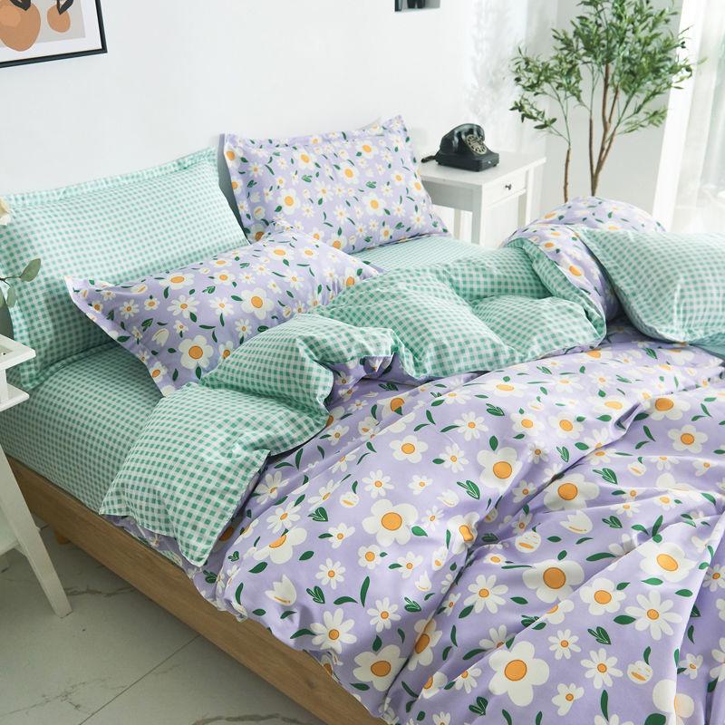 Four-piece Bedding Washed Cotton Single Double Student Three-piece Bed Linen Quilt Cover Pillowcase