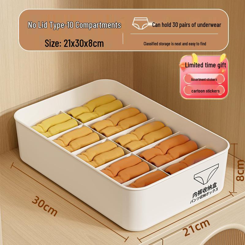 

Three-in-One Dorm Underwear Organizer: Compartmented Box for Panties and Socks