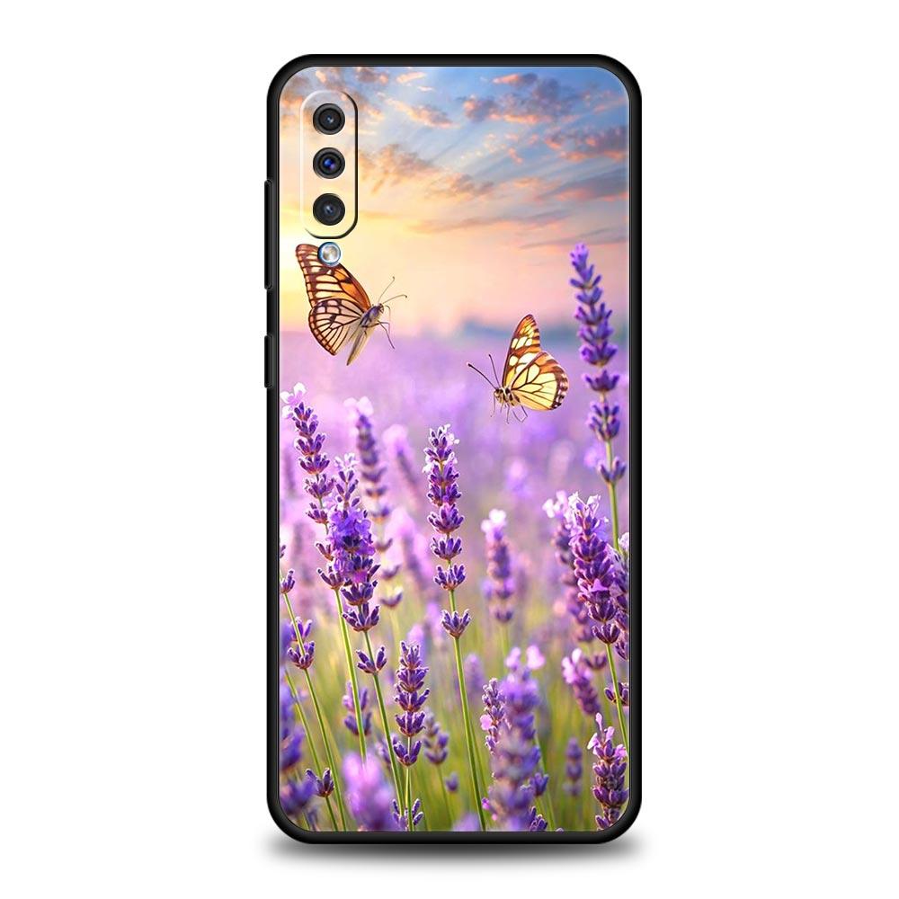 Simple lavender Purple flowers Case For Samsung A54 A52 A24 A14 A50 A70 A40 A20S A20E A06 A12 A22 A34 A42 A32 5G A04s A16 Cover