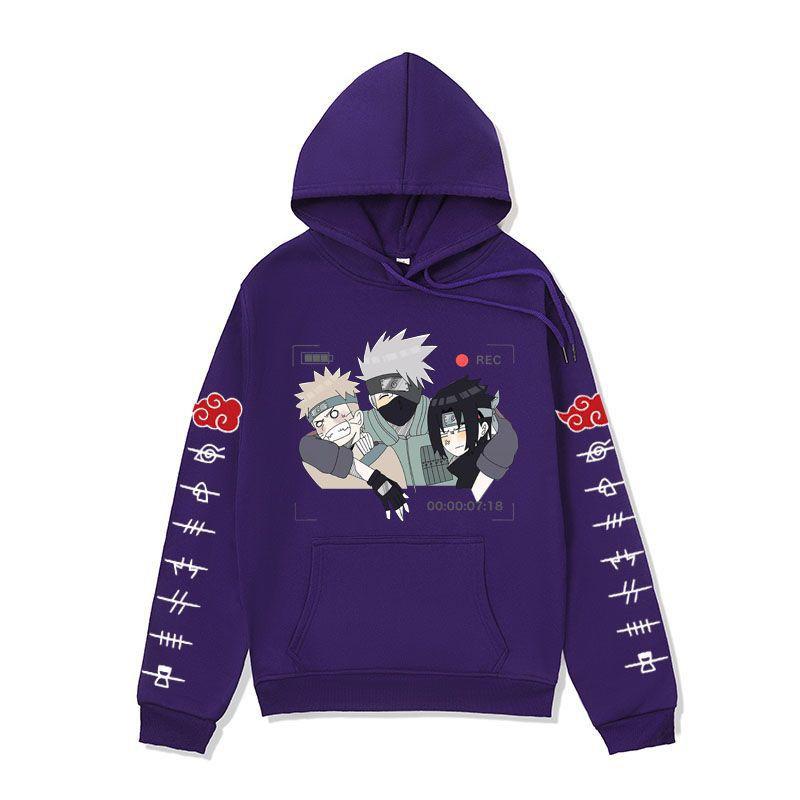 Mens Naruto Anime Hoodie Winter Fleece Lined Oversized Cotton Blend Sweatshirt Teens Casual Streetwear