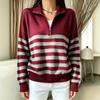 Womens Striped Color Block Sweater Loose Vintage Lazy Knitwear Fall Winter Outerwear