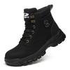 Fashion Mens Steel Toe Safety Boots Waterproof Leather Work Shoes Protective Work Boots High Top Safety Shoes Man Labor Protection Shoes