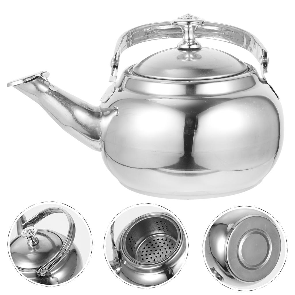 Strainer Pot Tea Kettle Stovetop Metal Teapot Set for Water Silver Whistling Travel