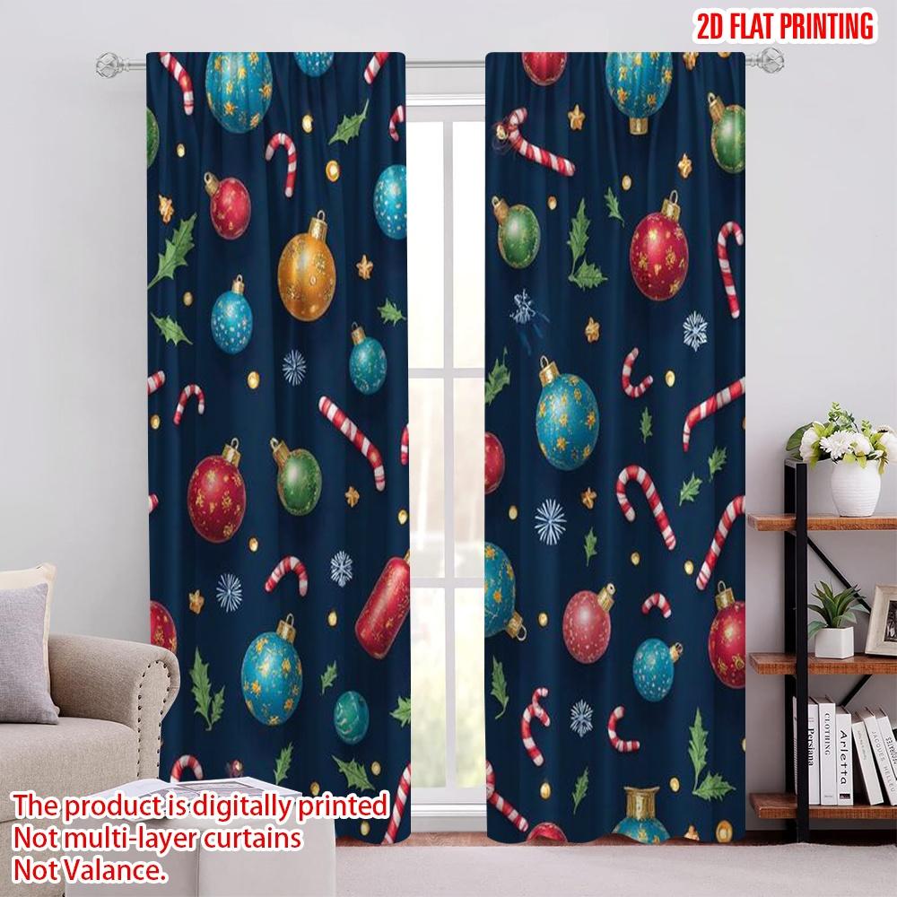 

Flat Printing Christmas Window Drapes Trees Polyester Without Electricity Birthday Party Outdoor Curtain Set Of 2 Made Washable W100*H70(CM)-Rod Pocket&2PCS