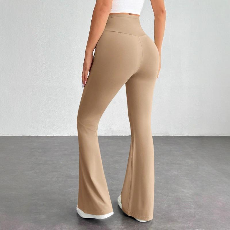European  American Clothing Temu2025 Spring Summer Foreign Trade Temperament Simple Solid Color Tight High Waist Bootcut Pants