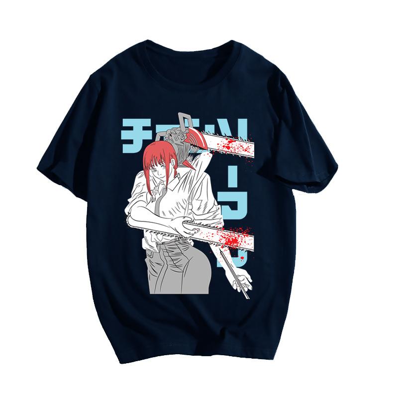 CHAINSAW MAN Anime Chainsaw Man Peripheral Print Summer Loose Short Sleeve T-Shirt Casual Sports Top