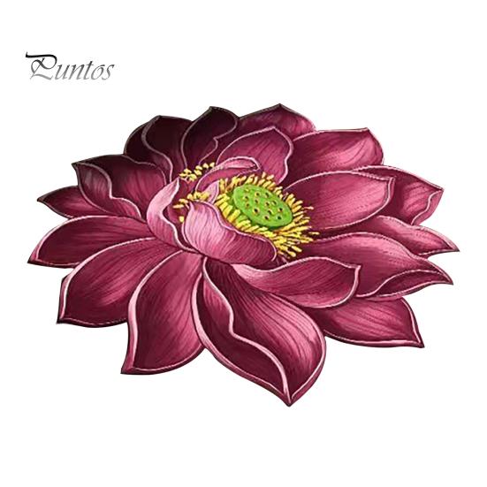 Child Safe Floor Mat 3D Lotus Realistic Flower Living Room Rug Shape Anti-Slip Area for Kitchen Bedroom Bathroom Playroom