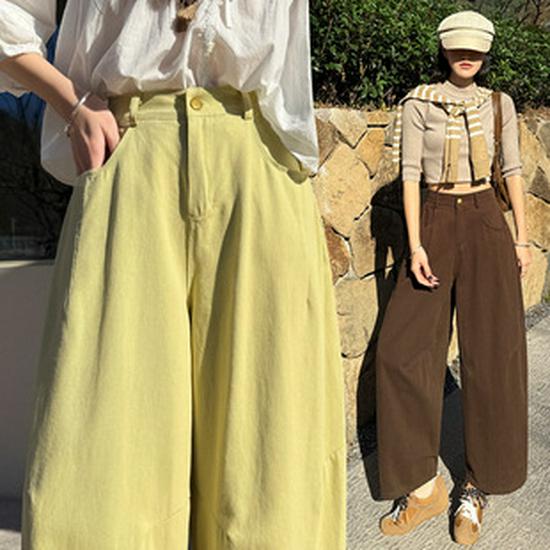 Women's High-Waisted Wide-Leg Cropped Pants - Slimming, Versatile, and Lightweight for Spring and Summer