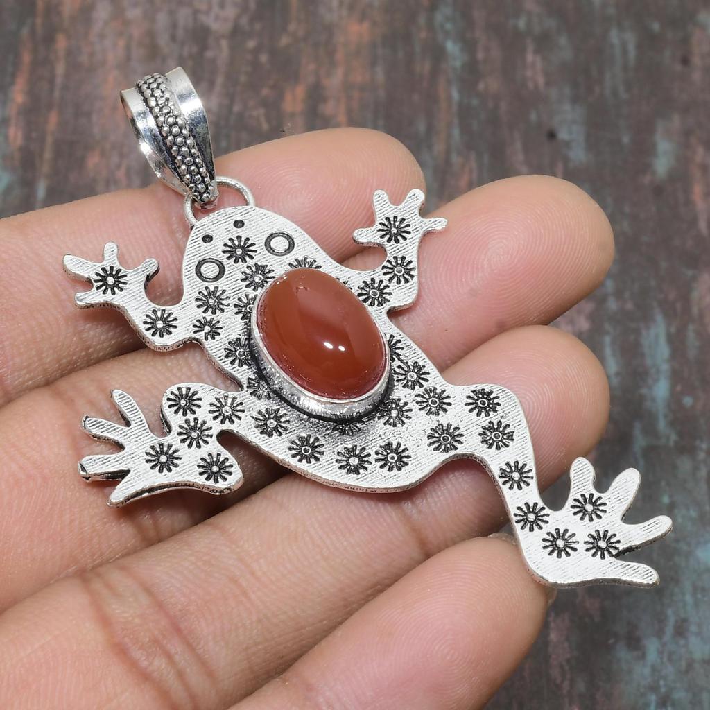 Red Carnelian Gemstone Handmade Solid 925 Sterling Silver Jewelry Pendant For Her