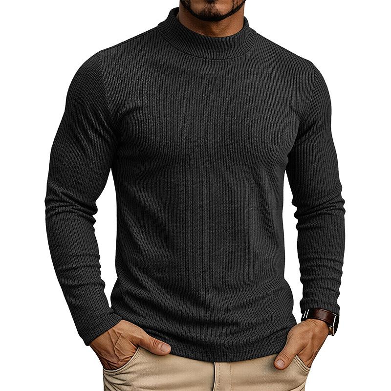 Mens Half Turtleneck Long Sleeve Knitted Sweater Thick Winter Casual Top S чёрный