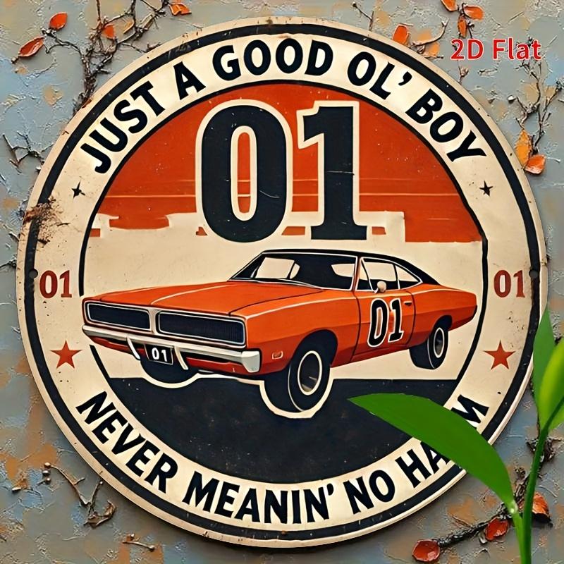 Just A Good Ol Boy Vintage Metal Sign Retro Dukes of Hazzard General Lee Car Wall Art Garage Decor for Bar Man Cave 20x20cm(8x8inch)