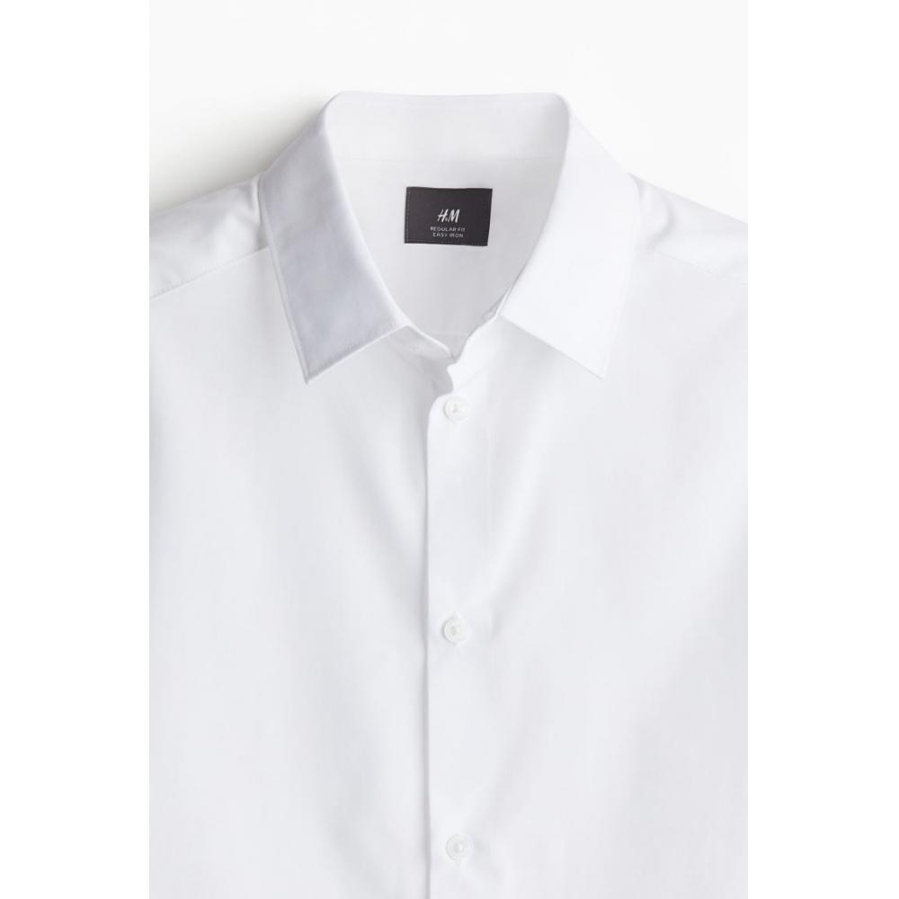 H M Easy Care Regular Fit sHirt wHite
