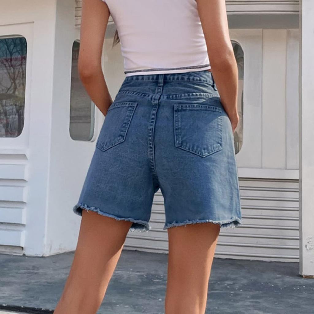 Womens High Waisted Denim Shorts Summer Ripped Shorts Casual Hot Short Pants With Pockets
