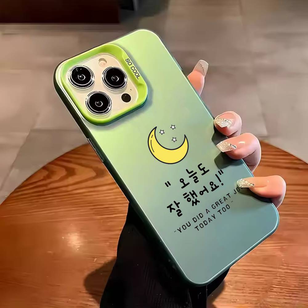 Ins Korean Simple Words Phone Case For iPhone 17,16,15,14,13,12,11,Pro Max,Plus Candy Silver Cover