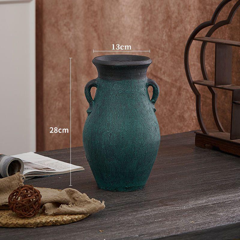 

Coarse Pottery Vase for Succulents and Flowers, New Chinese Style, Retro Earthenware Design, Perfect for Living Room Decor and Flower Arrangements Drilled Bottom