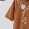 INCERUN Summer Men Short Sleeve Embroidery Loose Casual Vintage Shirts Tops