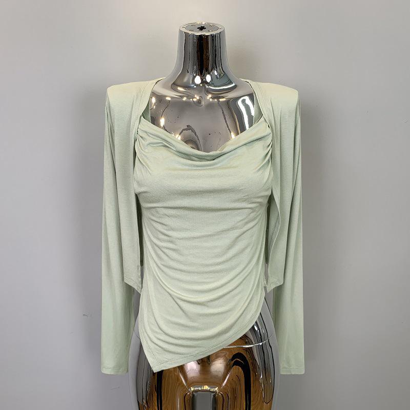 Korean Dongdaemun Fashion Two-Piece Set: Slimming Camisole & Long-Sleeve Cardigan One Size зелёный