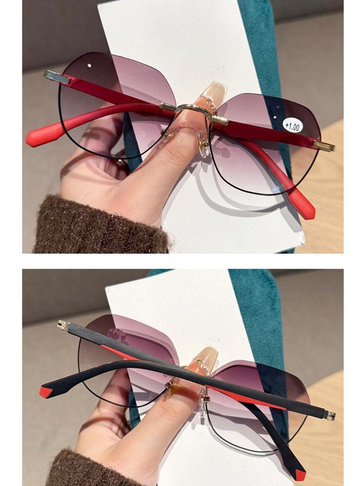 New Fashion Hd Frameless Women'S Reading Glasses Sports Neutral Color Blocked Elastic Legs Anti Blue Light Glasses