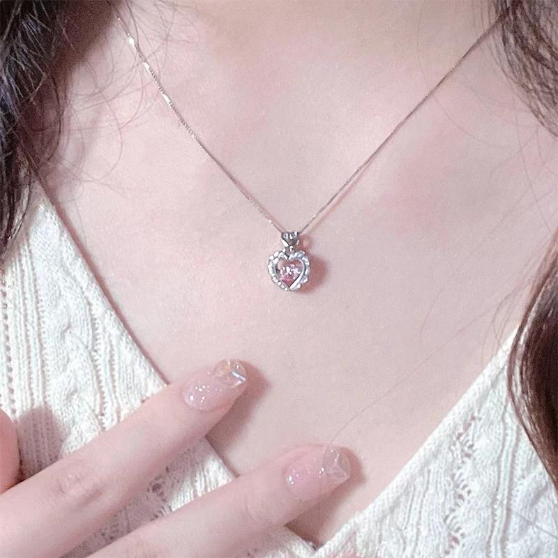 Kadınlar İçin Vintage Gotik Kalp Pembe Kolye Kolyeler Takı