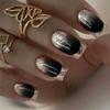 French Tip Press On Nails Long Coffin False Nails Press On Acrylic Glue On Nails Full Cover False Nails Wearable Fake Nails Set