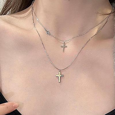 Multilayer Kreuz Anhänger Choker Halskette Mode Vintage Frauen Licht Luxus Feine Halsketten Partei Schmuck Geschenke