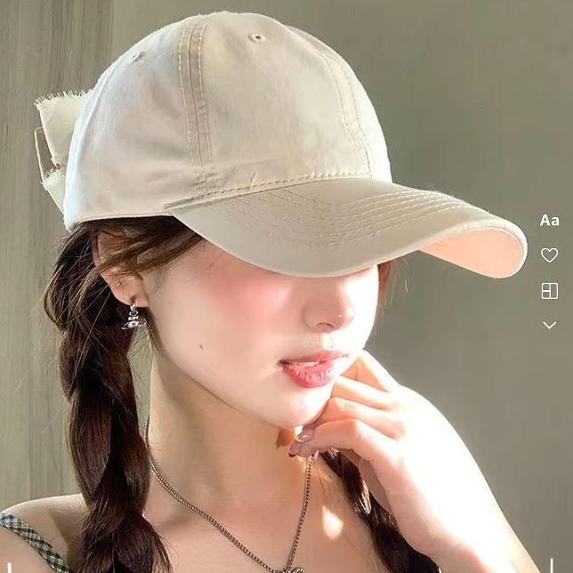 Minimalist Bow Ribbon Soft-Peak Baseball Cap: Fresh Summer Solid Colour, Versatile Sun Protection Cap