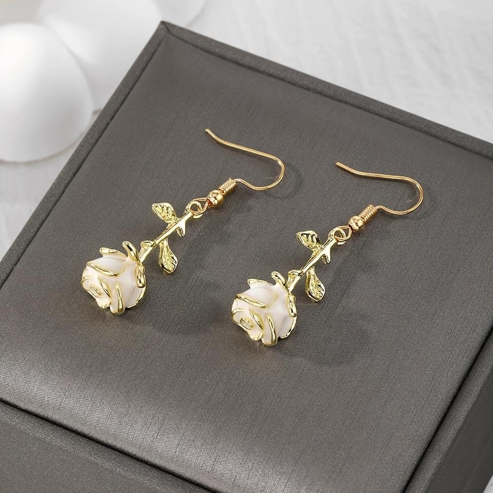 

Rose Blossom Pendant Earrings, Creative Punk Style, Romantic Gift for Holiday Party Date Valentine Mother s Day, 1 Pair білий