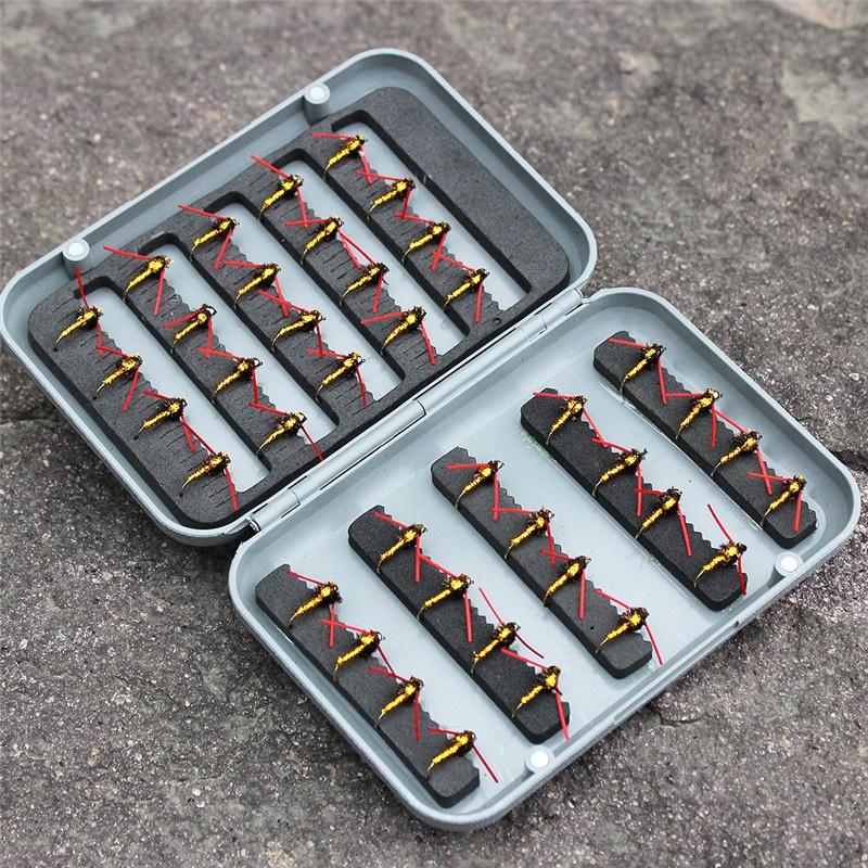 40pcs/ Box Red  Fly Fishing Lure Single Hook Dry Fly Fishing Trout Salmon Set Flies Fishing Lures