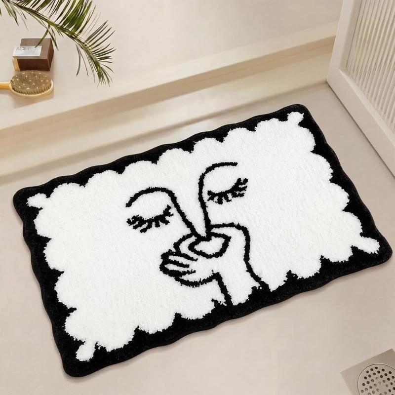 Cartoon Cat Bathroom Mat, Non-slip Water-absorbent Shower Door Mat, Soft Bedroom Rug, Entryway Doormat, Home Decor