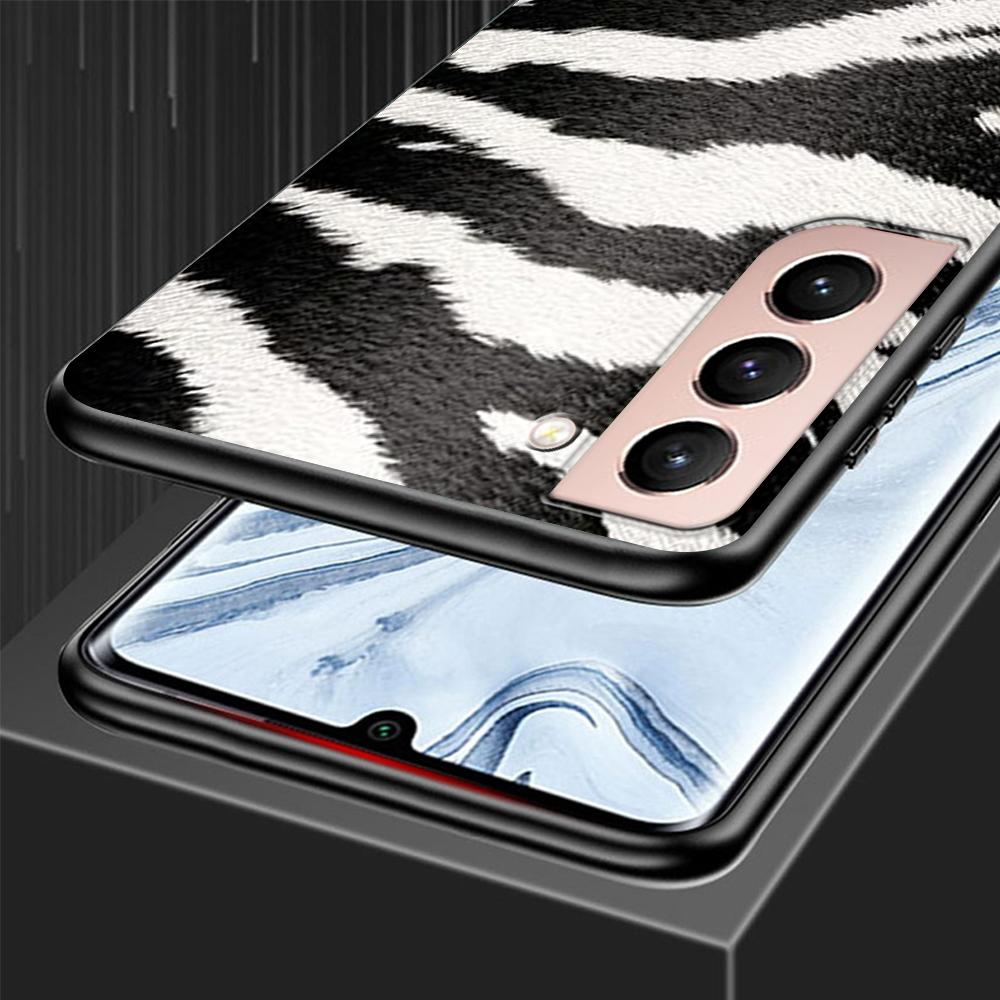 Zebra Stripe Print Case for Samsung Galaxy S22 Ultra Phone Cover S21 S20 FE S10 S9 S8 Plus S10e S7 Edge Black Soft Silicone