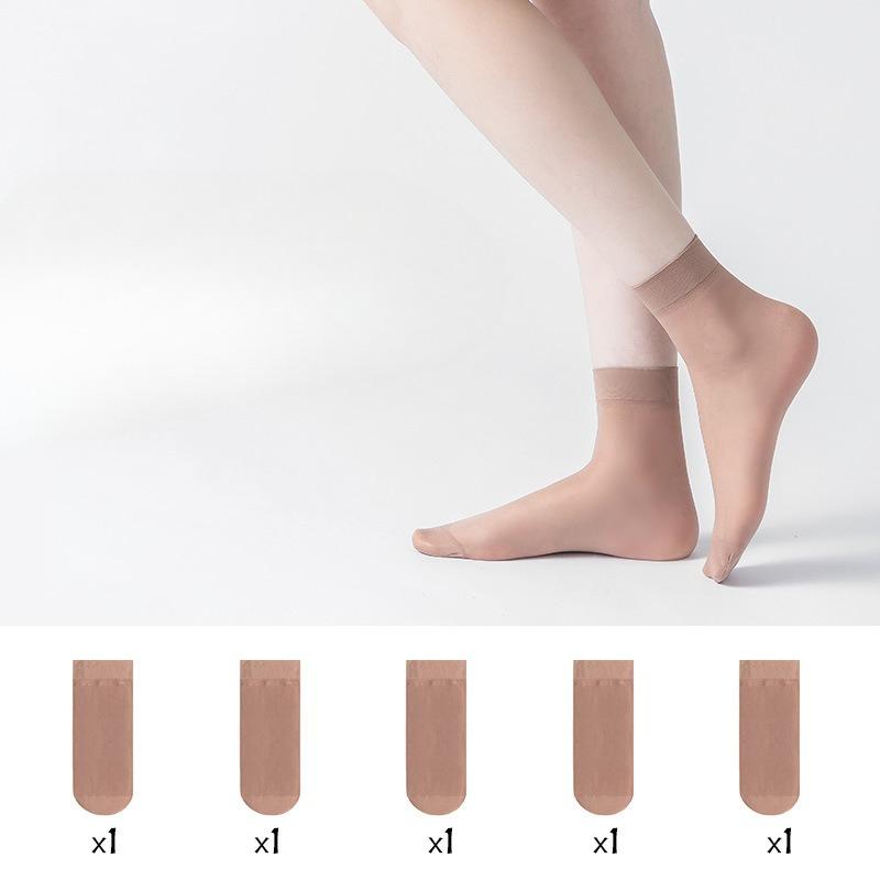 5 Pairs of Women's Summer Ultra Thin Non Slip Invisible Anti Hook Wire Wire Socks
