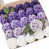 25PCS Gradiet Color Artificial Rose Flowers Flexible Wire Stems Realistic Flowers  Party Decoration