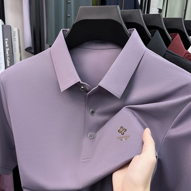 Summer Lapel Collar Short Sleeve T-Shirt Men's Loose Fit Casual Polo Top