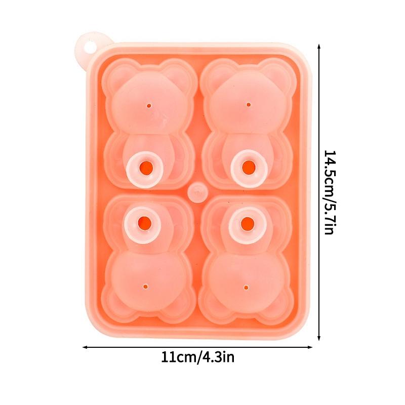 

4 Grid Bear Ice Cube Mold Silicone Cartoon Bear Ice Cube Tray Ice Cube Maker For Freezer Chocolate Candy DIY Tools