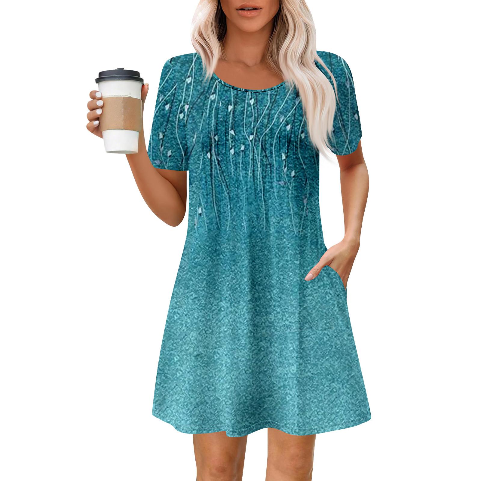 

Женское летнее платье свободного покроя для пляжного отдыха, сарафан с коротким рукавом и круглым вырезом, с карманом, с коротким рукавом, платье-рубашка XL