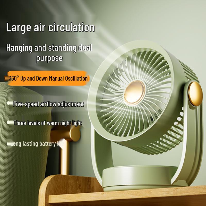 Portable USB Desktop Mini Fan with Light - Strong Wind & Low Noise for Office or Dorm