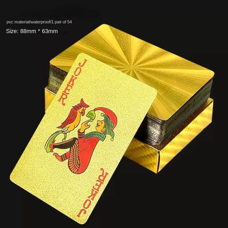 New 54 Black and Gold Plastic Playing Cards Waterproof Card Gift Collection Aluminum Foil Poker Set Practical Party Gifts