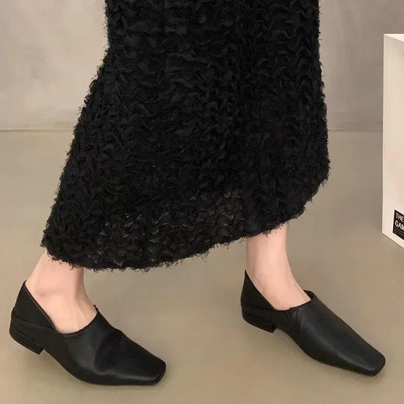 Fashion Square Toe Leopard Loafers Women Heels Shoes Leather Snow Boots 2025 Autumn Winter Elegant Women Pumps Dress Zapatos De Mujer
