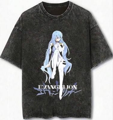 Vintage T Shirt Rei Ayanami Neon Genesis Evangelion Anime Character Short Sleeve