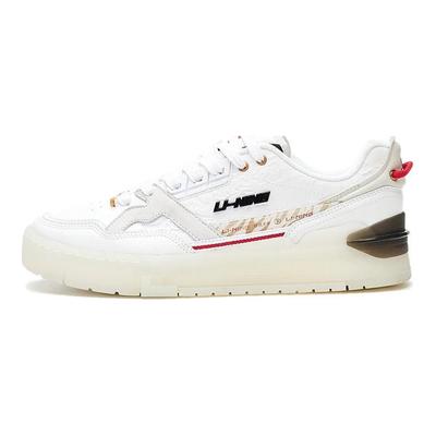Li Ning 001 Btc Btc Boom Synthetisches Leder Zweilagiges Rindsleder Rutschfest Abriebfest Leicht Low-Top Skateschuhe Damen Sneaker Weiß AGCS130-1