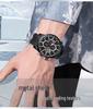 OFNS Business Men's Quartz Watch: Fashionable, Three Sub-Dials, Six Hands, Calendar, Waterproof.