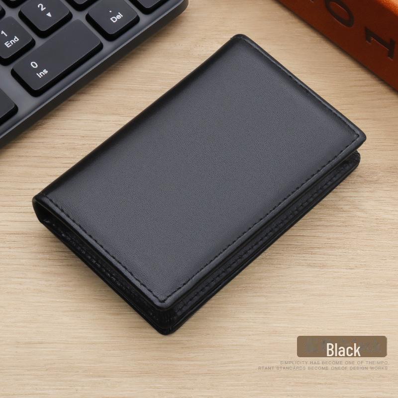 

Мужская кожаная визитница с магнитной пряжкой и логотипом чёрный