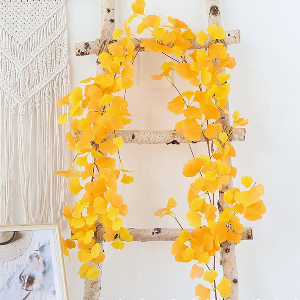Waterproof Autumn Ginkgo Leaves Handmade Fake Ginkgo Vine Simulation Plant Vine  Home Decor
