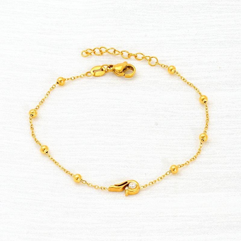 Trendy Versatile Stainless Steel Gold Plated Chain Link Bowknot Flower Charms Zircon Bracelet for Women Non Tarnish Jewelry
