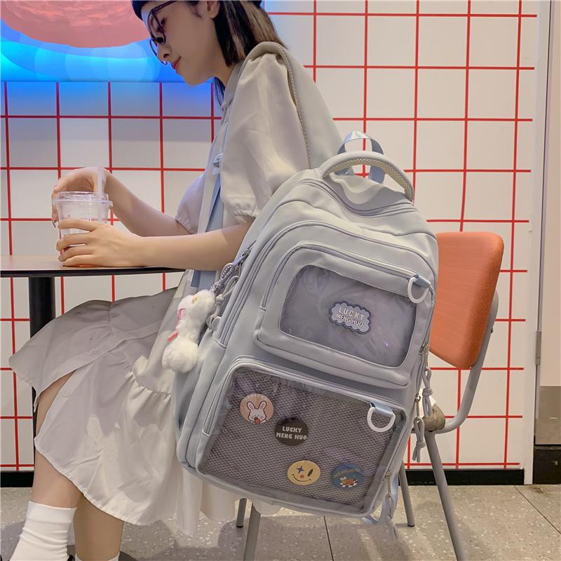 Großer Rucksack im College-Stil für Damen, einfarbige Umhängetasche